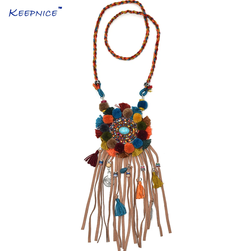 New Bohemian Handmade Leather Tassel Colorful Pompous Pendents Unique Boho Chic Long Necklaces
New Bohemian Handmade Leather Tassel Colorful Pompous Pendents Unique Boho Chic Long Necklaces