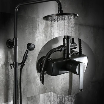 Bathroom Black Oil Paint Solid Brass Bathtub Shower Set Wall Mounted 8" Rainfall Shower Mixer Tap Faucet 3-functions Mixer Valve
Bathroom Black Oil Paint Solid Brass Bathtub Shower Set Wall Mounted 8" Rainfall Shower Mixer Tap Faucet 3-functions Mixer Valve