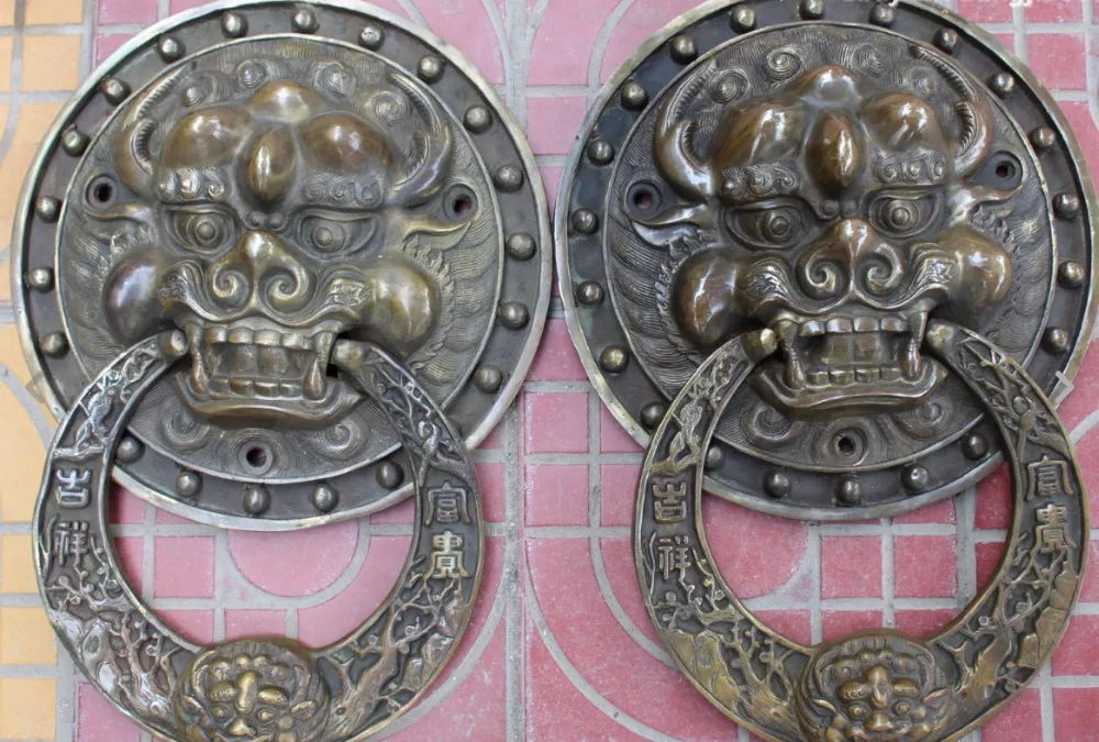 671115334++++18" Chinese Fengshui Bronze Foo Fu Dog Guardion Door Lion Knocker Pair Statue
671115334++++18" Chinese Fengshui Bronze Foo Fu Dog Guardion Door Lion Knocker Pair Statue