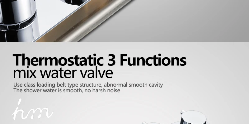 hm Faucets Accessories Contemporary Brass Chrome Thermostatic Shower Valve 3 Way Bathtub faucet Diverter Thermostat Mixer (10)
