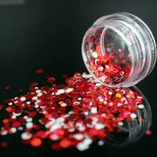 1 Ultrafinos caixa Vermelha e Branca Lantejoulas Unhas Coloridas Art Glitter Dicas Decoração de Unhas de Gel UV 3D Manicure DIY Acessó círculo(China)