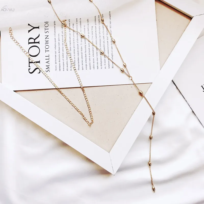 AOMU Retro Double Layer Geometric Beads Long Necklace Jewelry Luxury Design Choker Necklace For Women Metal Necklace
AOMU Retro Double Layer Geometric Beads Long Necklace Jewelry Luxury Design Choker Necklace For Women Metal Necklace