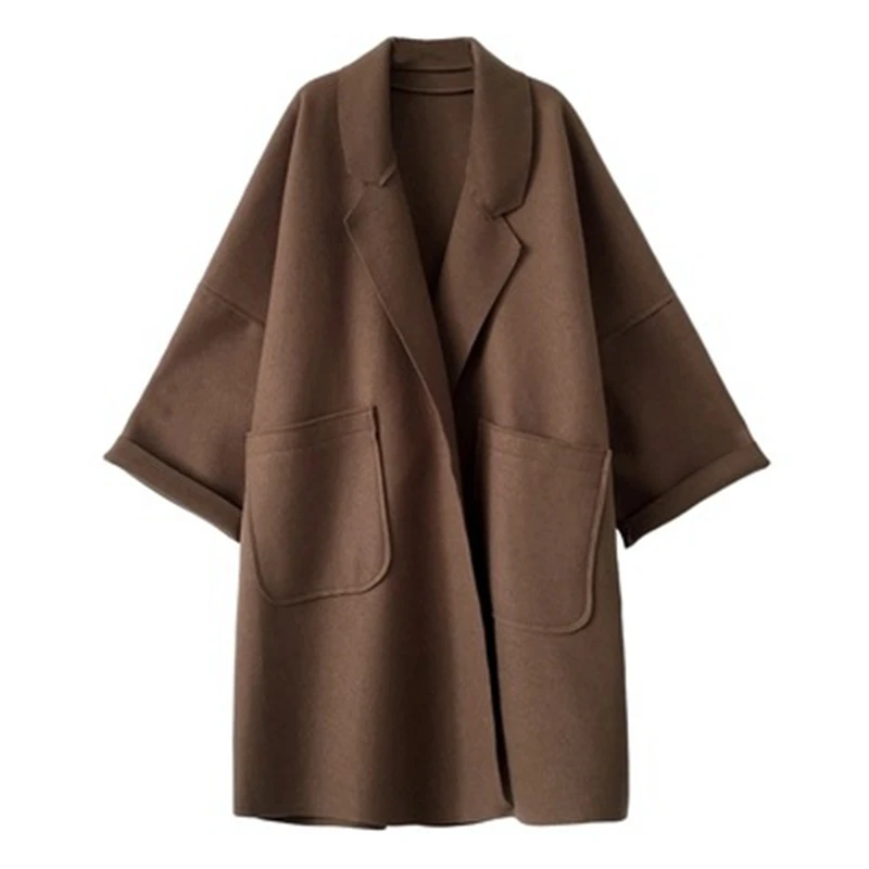 Fashion Loose Oversize Woolen Autumn And Winter Coat Long Style Plus Size Brown and Black Pocket Female Jacket WLP208
Fashion Loose Oversize Woolen Autumn And Winter Coat Long Style Plus Size Brown and Black Pocket Female Jacket WLP208