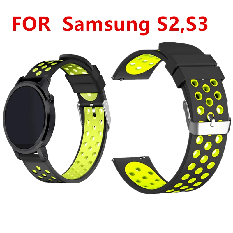 22mm Silicone Replacement Breathable Sport Bands with air holes for Samsung s3 new soft double color watch strap | Наручные часы