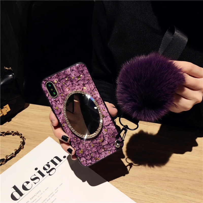 Bling Diamond Mirror Gold Foil Marble Case Cover With Real Fox Fur Ball Pendant Wrist Band For Iphone XS Max XR X 8 7 6 6S Plus
Bling Diamond Mirror Gold Foil Marble Case Cover With Real Fox Fur Ball Pendant Wrist Band For Iphone XS Max XR X 8 7 6 6S Plus