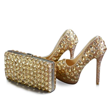 Champagne Crystal Bride Shoes with Matching Bag Luxury Rhinestone High Heels Platform Bridal Wedding Prom Shoes with Purse
Champagne Crystal Bride Shoes with Matching Bag Luxury Rhinestone High Heels Platform Bridal Wedding Prom Shoes with Purse
