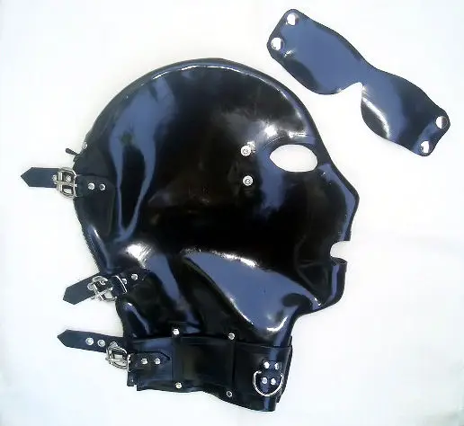Latex mask bondage hood cover by snap and neck band head hats with back zipper strings extra thickness
Latex mask bondage hood cover by snap and neck band head hats with back zipper strings extra thickness