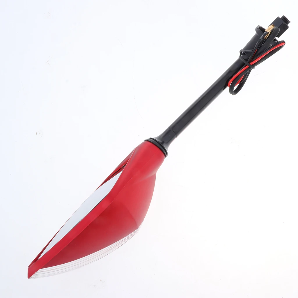 4X Universal 10mm Motorcycle Rearview Side Mirrors LED Turn Signal Red/Black High Toughness and Smooth Surface ABS Shell Glass