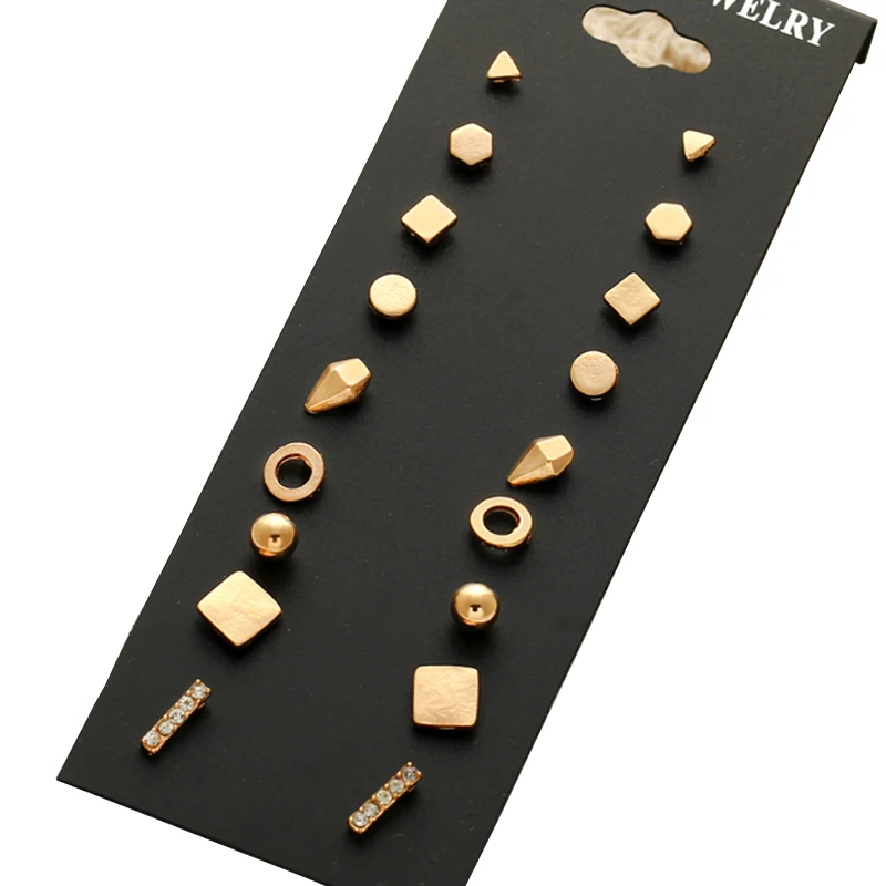 9 Pairs/set Brincos Geometric Crystal Stud Earrings Piercing Gold silver Color Fashion Earring For Women Bijoux Jewelry
9 Pairs/set Brincos Geometric Crystal Stud Earrings Piercing Gold silver Color Fashion Earring For Women Bijoux Jewelry