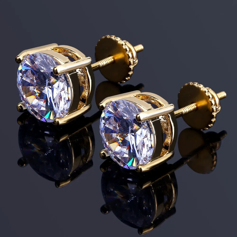8mm Hot Sale Gold Silver Color Iced Out Cubic Zircon Round Men Crystal Earrings Stud Screw Back Hip Hop Boucles d oreille Femme
8mm Hot Sale Gold Silver Color Iced Out Cubic Zircon Round Men Crystal Earrings Stud Screw Back Hip Hop Boucles d oreille Femme