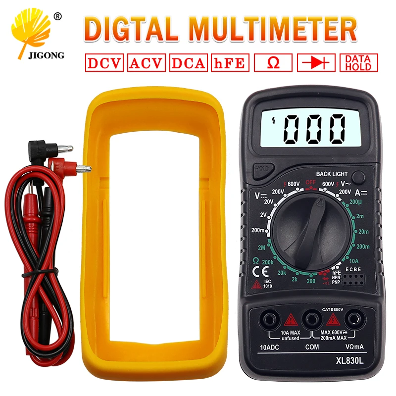 Portable Digital Multimeter Backlight AC DC Ammeter Voltmeter Ohm Tester Meter XL830L Handheld LCD Multimetro
Portable Digital Multimeter Backlight AC DC Ammeter Voltmeter Ohm Tester Meter XL830L Handheld LCD Multimetro