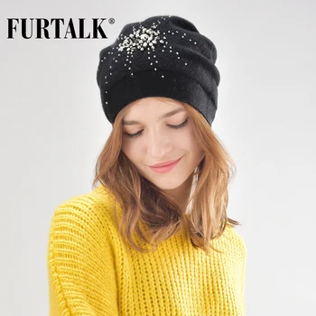 FURTALK Wool Beanie Hat for Women Winter Hats with Rhinestones Double Lining Knitted Slouchy Beanie Rabbit Fur Hat Cap for Lady
FURTALK Wool Beanie Hat for Women Winter Hats with Rhinestones Double Lining Knitted Slouchy Beanie Rabbit Fur Hat Cap for Lady