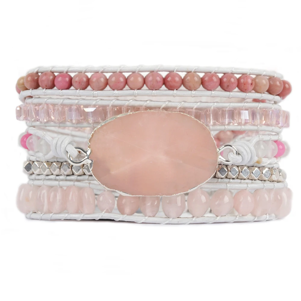 Natural Stone Bracelets 5X Wraps Bracelet Handmade Pink Quartz Women Bracelet Healing Crystal Boho Bracelet Dropshipping
Natural Stone Bracelets 5X Wraps Bracelet Handmade Pink Quartz Women Bracelet Healing Crystal Boho Bracelet Dropshipping