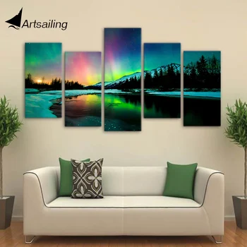 HD Printed 5 piece canvas art aurora lake mountain landscape Painting living room decoration poster Free shipping/NY-6320
HD Printed 5 piece canvas art aurora lake mountain landscape Painting living room decoration poster Free shipping/NY-6320
