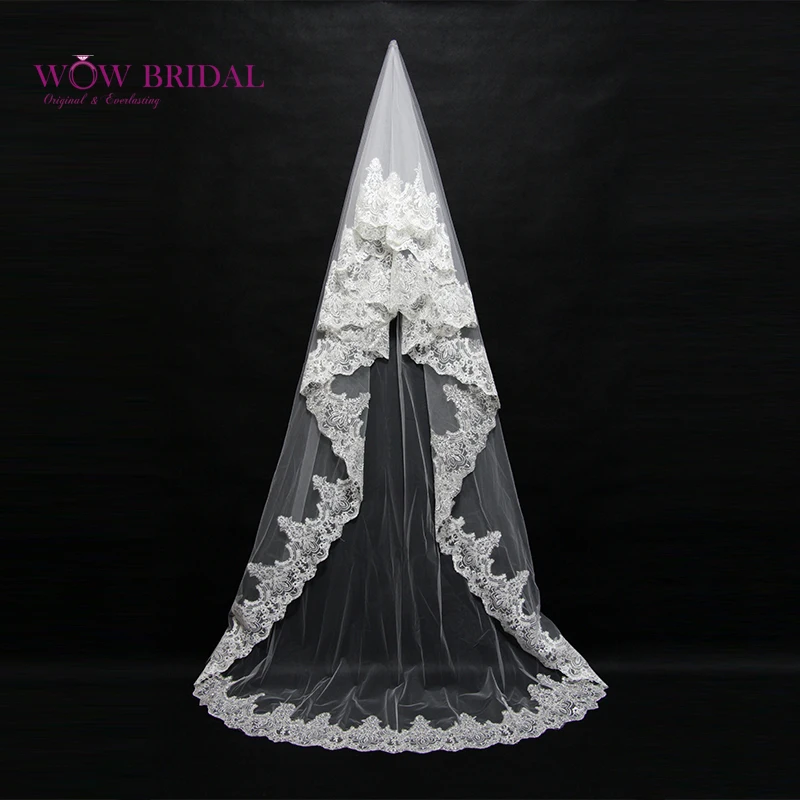 Wowbridal изящная свадебная вуаль для подружки невесты 2021 кружевной узор вышитая
