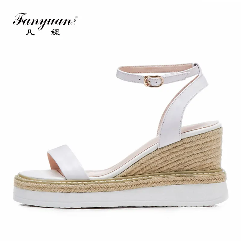 Fanyuan Genuine Leather Sandals Women Ankle Strap Wedges Sandals High Heel Platform Summer Bohemian Straw Wedge Heeled Shoes
Fanyuan Genuine Leather Sandals Women Ankle Strap Wedges Sandals High Heel Platform Summer Bohemian Straw Wedge Heeled Shoes