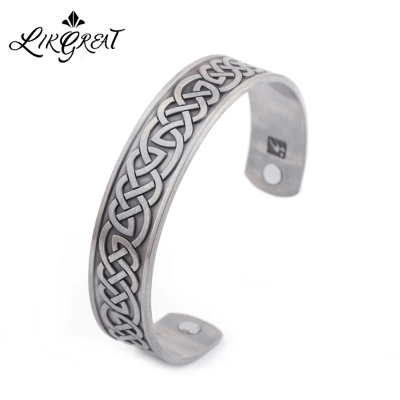 Celtic Knot Cuff Bracelet-Argent Sterling 925-Irlandais cadeau amour unisexe nouveau