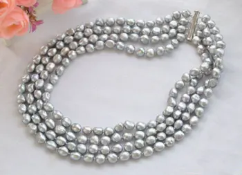 Freshwater Pearl Necklace,Cultured AA 8-9MM Gray Freshwater Pearl Necklace AA 8-9MM 4 Rows Real Pearl Jewellery
Freshwater Pearl Necklace,Cultured AA 8-9MM Gray Freshwater Pearl Necklace AA 8-9MM 4 Rows Real Pearl Jewellery
