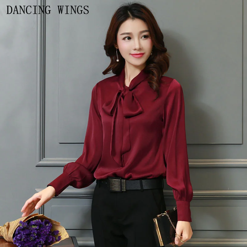 Bowtie Design OL Shirt 2018 spring women's elegant solid color silk blouse loose plus size long sleeve tops
Bowtie Design OL Shirt 2018 spring women's elegant solid color silk blouse loose plus size long sleeve tops