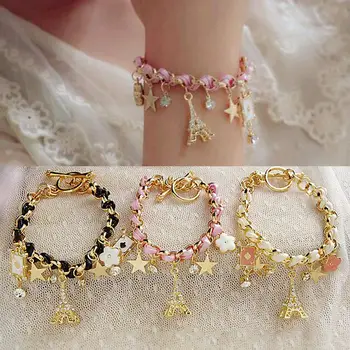 Vienkim New Hot sell Fashion Jewelry Multielement Gold Chain Leather Rope Crystal Handmade Bracelet Eiffel Tower Star Pendant
Vienkim New Hot sell Fashion Jewelry Multielement Gold Chain Leather Rope Crystal Handmade Bracelet Eiffel Tower Star Pendant