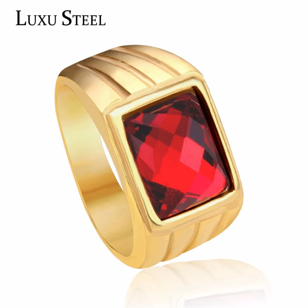 LUXUSTEEL Stainless Steel Rings Simple Style Crystal Red Color Gold Ring For Men Fashion Jewelry
LUXUSTEEL Stainless Steel Rings Simple Style Crystal Red Color Gold Ring For Men Fashion Jewelry