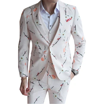 Floral Printing suits Men 2020 slim fit mens blazers Pants Vest 3 pcs party Wedding dress Suits set Business costume homme terno
Floral Printing suits Men 2020 slim fit mens blazers Pants Vest 3 pcs party Wedding dress Suits set Business costume homme terno