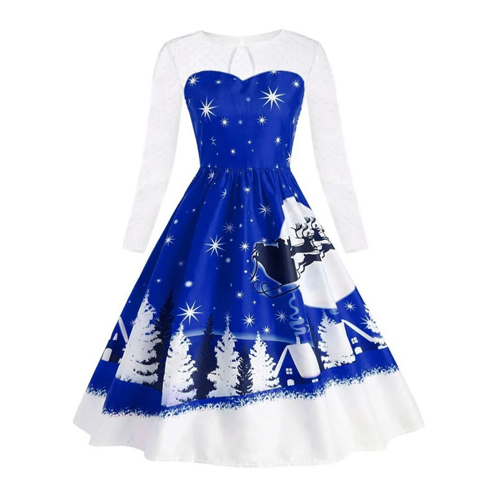vestidos mujer 2018 Women's Vintage Long Sleeve Print Lace mid-calf O neck Party Swing A- line Christmas Dress blue red green
vestidos mujer 2018 Women's Vintage Long Sleeve Print Lace mid-calf O neck Party Swing A- line Christmas Dress blue red green