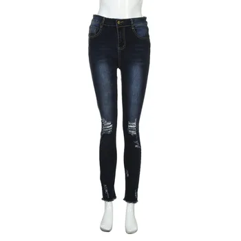 Fashion Women High Waisted Skinny Elastic Denim Pants Solid Holes Broken Pencil Jeans Full Length Jeans pants c0401
Fashion Women High Waisted Skinny Elastic Denim Pants Solid Holes Broken Pencil Jeans Full Length Jeans pants c0401
