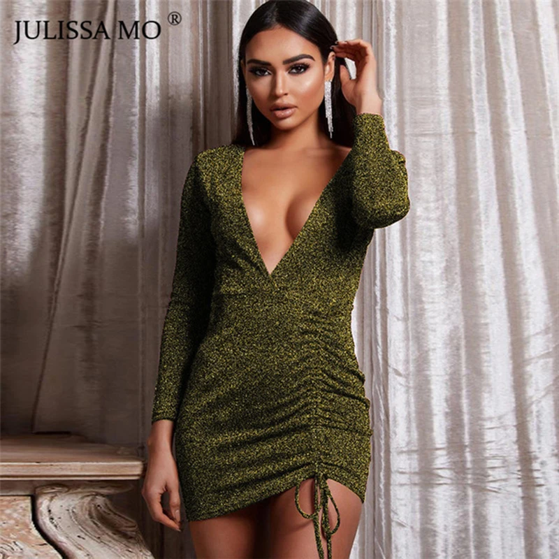JULISSA MO Sexy V-Neck Bodycon Dress Women Long Sleeve Bandage Mini Party Dress 2019 Spring Sparkly Drawstring Wrap Summer Dress
JULISSA MO Sexy V-Neck Bodycon Dress Women Long Sleeve Bandage Mini Party Dress 2019 Spring Sparkly Drawstring Wrap Summer Dress