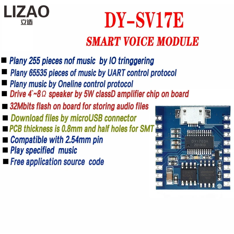 Voice playback module IO trigger Serial port control USB download flash voice module
Voice playback module IO trigger Serial port control USB download flash voice module