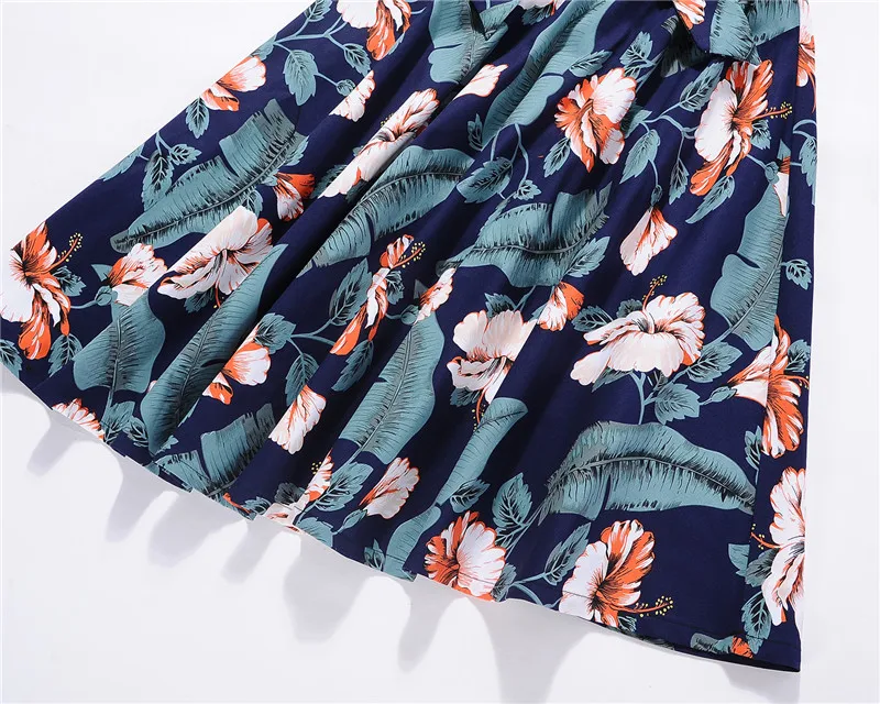 Kostlish Floral Print Summer Sundress 2017 Short Sleeve Belt Tunic Vintage Dress Women Elegant Swing Rockabilly Party Dresses (62)