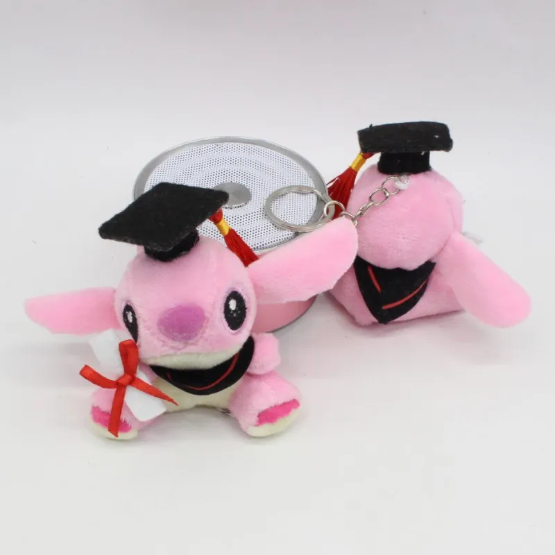 New PhD Stitch Plush Keychain Toys Cute Movie Cartoon BluePink Sitting Stitch Pendants Dolls 7cm 20pcslot (7)
