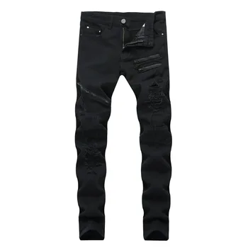 Fashion Solid Mens Jeans Brand Pockets Ripped Solid Denim Trousers Straight Slim Fit Men Clothes 2018 Plus Size
Fashion Solid Mens Jeans Brand Pockets Ripped Solid Denim Trousers Straight Slim Fit Men Clothes 2018 Plus Size