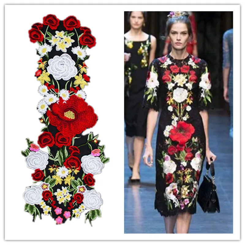 75*32CM big size 2017 NEW arrival fashion show garment embroidery patches Red big flowers organza embroidered vintage lace motif
75*32CM big size 2017 NEW arrival fashion show garment embroidery patches Red big flowers organza embroidered vintage lace motif