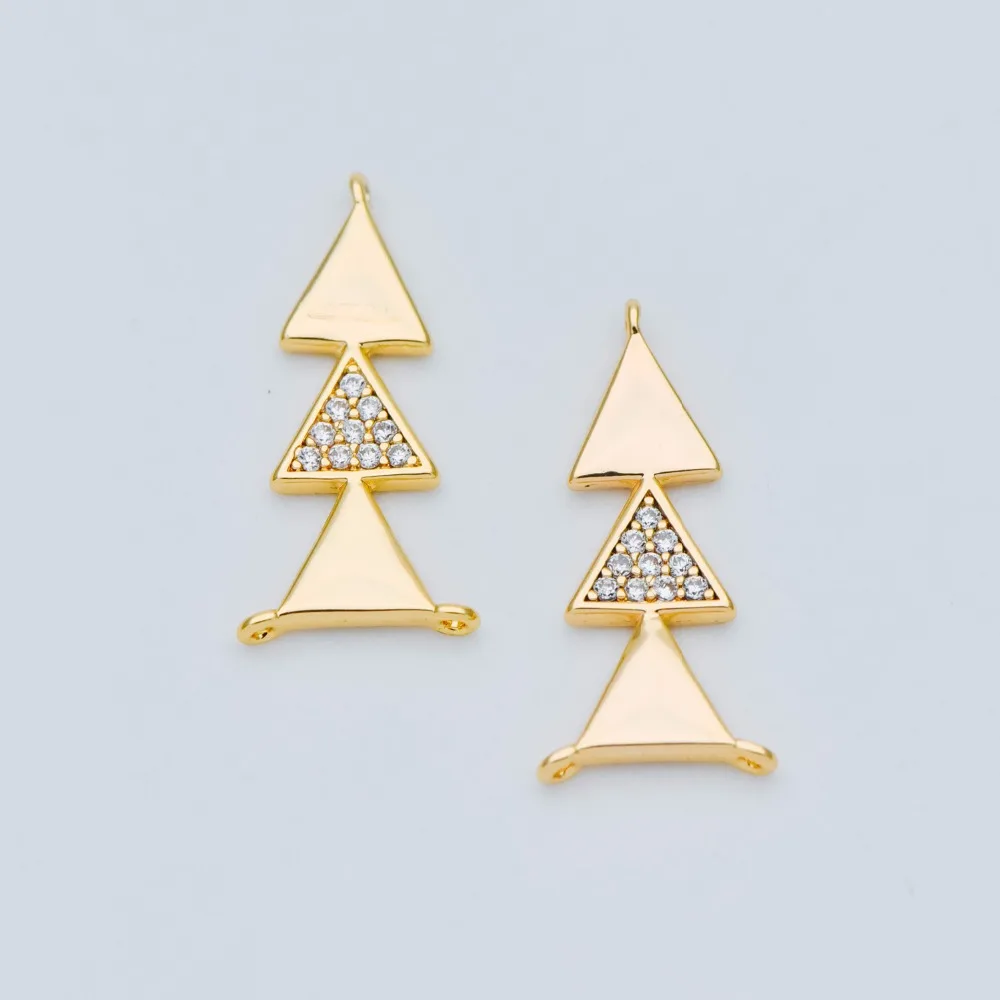 4pcs CZ Paved Triangle Charm Connectors 19x9mm, Real Gold plated Brass, Geometric Earring Necklace Pendants (GB-590)
4pcs CZ Paved Triangle Charm Connectors 19x9mm, Real Gold plated Brass, Geometric Earring Necklace Pendants (GB-590)