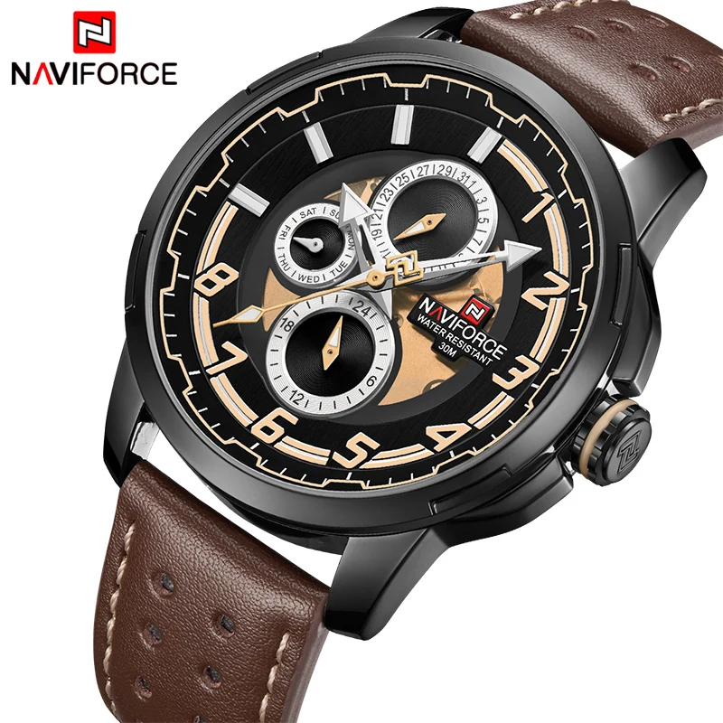 NAVIFORCE Men's Luxury Fashion Sport Watches Men Quartz Date Clock Man Leather Military Waterproof Wrist Watch Relogio Masculino
NAVIFORCE Men's Luxury Fashion Sport Watches Men Quartz Date Clock Man Leather Military Waterproof Wrist Watch Relogio Masculino