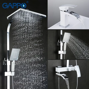 GAPPO Sanitary Ware Suite chrome and white bath faucet mixers shower set with basin faucet brass bathroom shower set torneira
GAPPO Sanitary Ware Suite chrome and white bath faucet mixers shower set with basin faucet brass bathroom shower set torneira