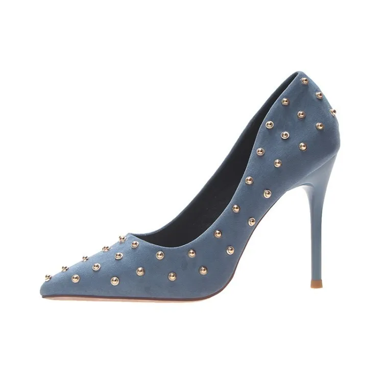 2019 spring new fashion simple solid color 10cm high heel women comfortable tip wild rivet decoration single shoes.
2019 spring new fashion simple solid color 10cm high heel women comfortable tip wild rivet decoration single shoes.