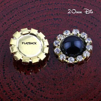 50pcs 20MM Black pearl center rhinestone button in Gold Flat Back Embellishments RMM308
50pcs 20MM Black pearl center rhinestone button in Gold Flat Back Embellishments RMM308