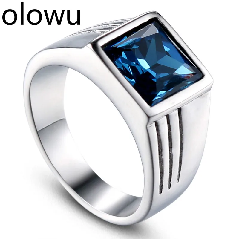 olowu Fashion New Men Wedding Band Rings Silver Color Stainless Steel Ring Blue Crystal Rhinestone Stone Ring For Gift
olowu Fashion New Men Wedding Band Rings Silver Color Stainless Steel Ring Blue Crystal Rhinestone Stone Ring For Gift