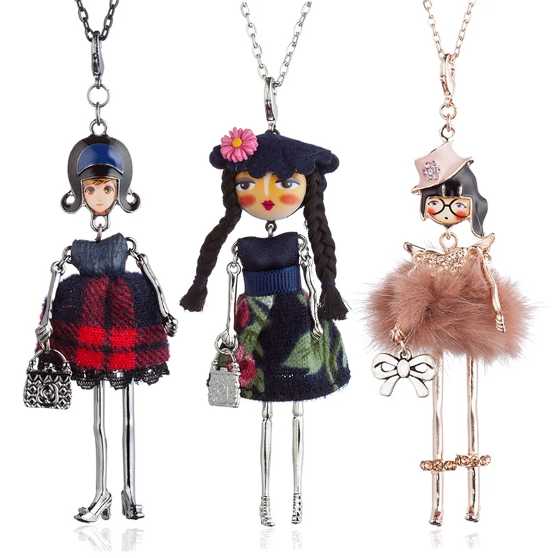 Lovely Fur Plaid Dress Dancing Girls Pendant Necklace Long Hair Doll Statement Long Chain Necklace For Women Maxi Jewelry Bijoux
Lovely Fur Plaid Dress Dancing Girls Pendant Necklace Long Hair Doll Statement Long Chain Necklace For Women Maxi Jewelry Bijoux