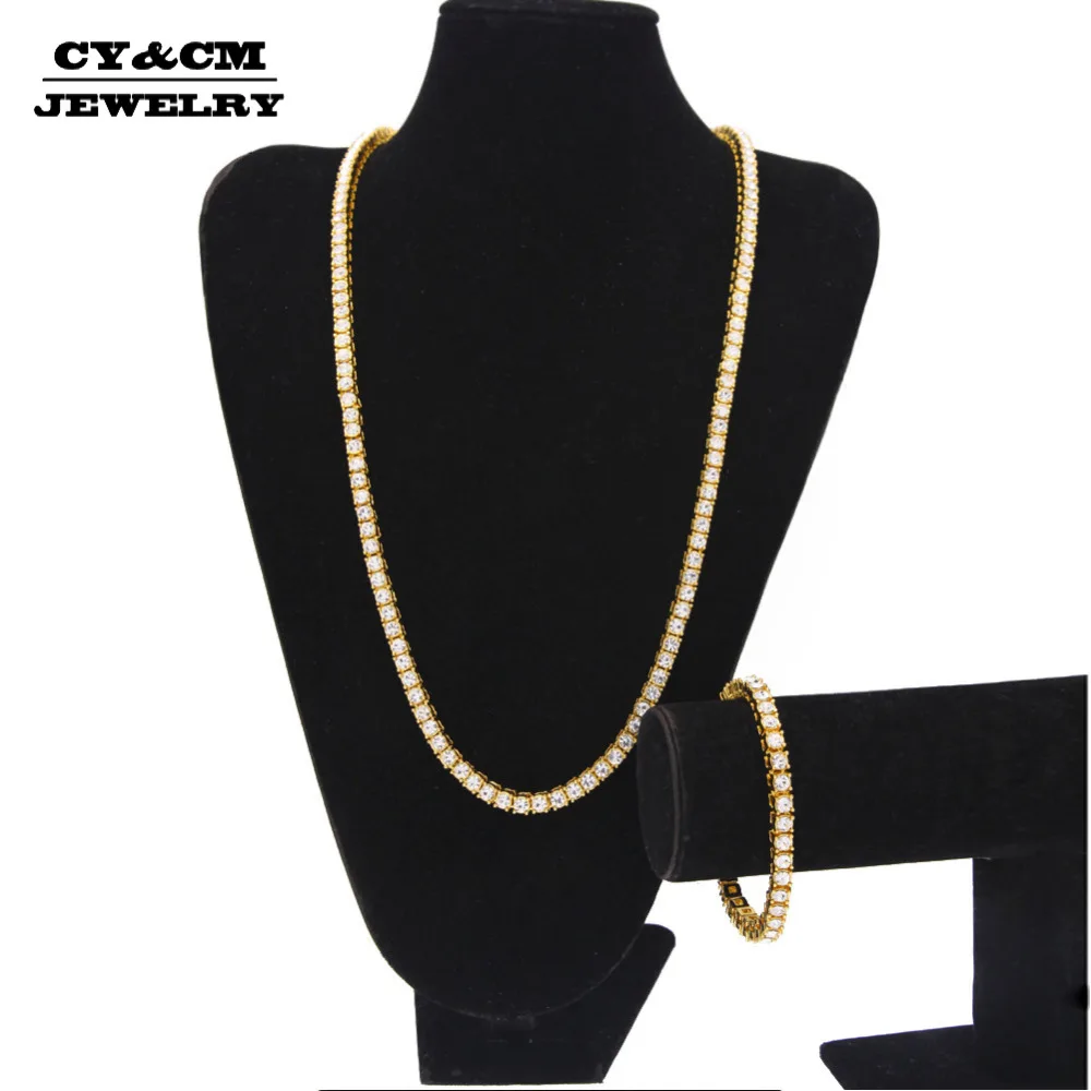 CY&CM 5.5mm Mens & Lady Gold Silver Plated Rhinestone Hip-Hop Chain Tennis1 Row Bling Bling 30" Necklace 8" Bracelet Jewelry Set
CY&CM 5.5mm Mens & Lady Gold Silver Plated Rhinestone Hip-Hop Chain Tennis1 Row Bling Bling 30" Necklace 8" Bracelet Jewelry Set