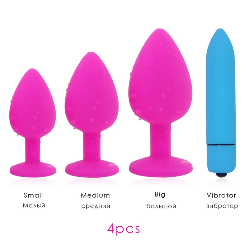 10 Speeds Vibrator Crystal Jewelry Silicone Butt Plug Massage Vibrator Anal Plug Women Sex Toy (3pcs/4pcs)