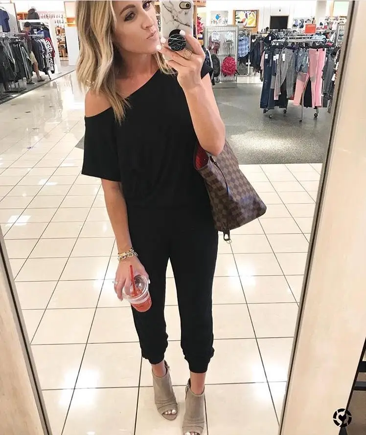 Women Clothes Set Spring Summer Autumn Sloping shoulders temperament Skinny Short sleeve Jumpsuits female Suit
Women Clothes Set Spring Summer Autumn Sloping shoulders temperament Skinny Short sleeve Jumpsuits female Suit