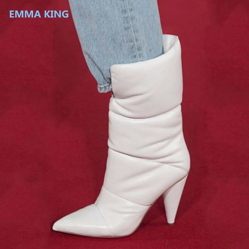 2018 Winter New Down Boot White Fashion Women Ankle Boots Spike Heel Pointed Toe Slip On High Heels Shoes PU Leather Snow Boots
2018 Winter New Down Boot White Fashion Women Ankle Boots Spike Heel Pointed Toe Slip On High Heels Shoes PU Leather Snow Boots