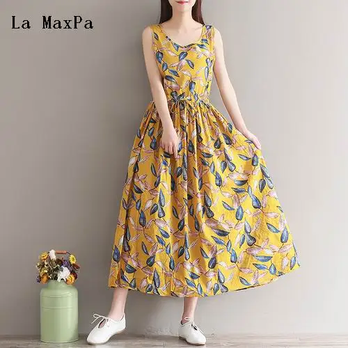 2018 Summer Dresses Floral Print Sleeveless Mori Girl Dresses Cotton linen vintage Long dress vestido de verano M/L/XL/XXL
2018 Summer Dresses Floral Print Sleeveless Mori Girl Dresses Cotton linen vintage Long dress vestido de verano M/L/XL/XXL