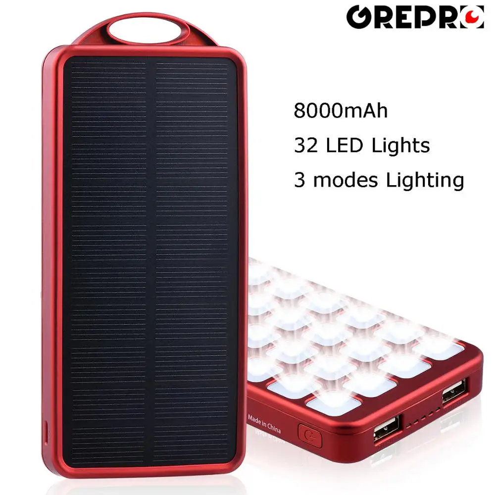 Rechargeable Solar Power Bank 8000mAh Solar Power Battery with LED Lamp,External Solar Charger Rapid Charging for Smart Phones
Rechargeable Solar Power Bank 8000mAh Solar Power Battery with LED Lamp,External Solar Charger Rapid Charging for Smart Phones