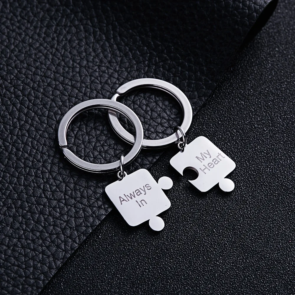 RINHOO 2pcs Stainless Steel Personalized Puzzle Key Rings Custom Keychains For Women Men Engraved Name Valentine's Day Keyring
RINHOO 2pcs Stainless Steel Personalized Puzzle Key Rings Custom Keychains For Women Men Engraved Name Valentine's Day Keyring