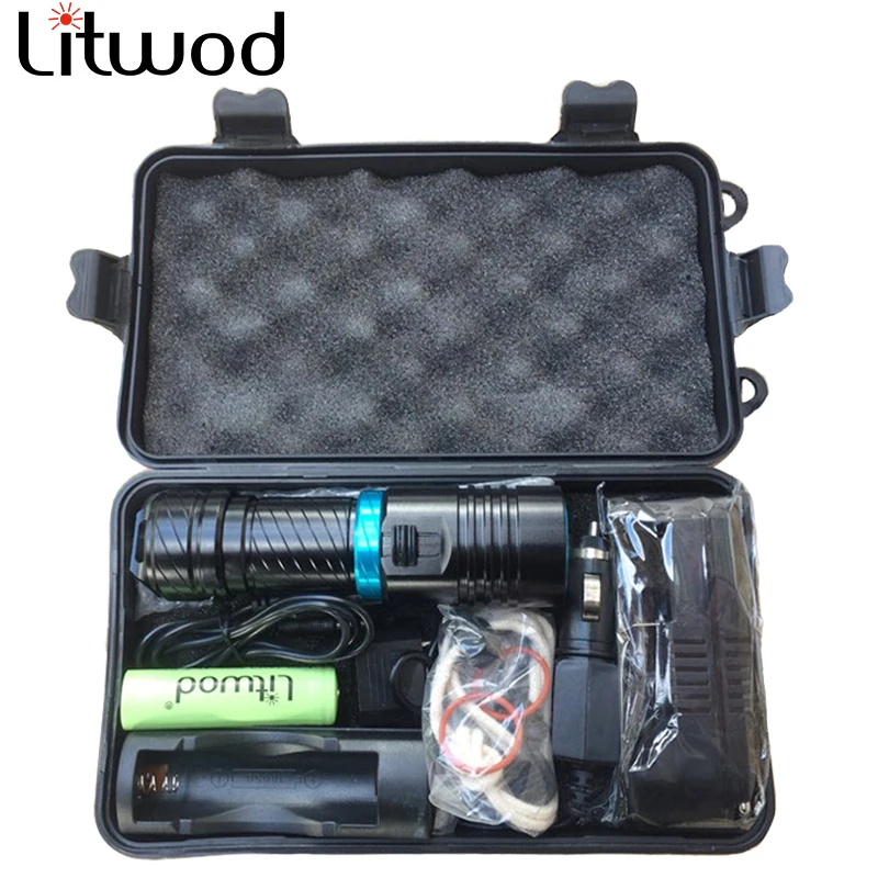 Litwod Z30D68 5000LM XML L2 diving LED Flashlight 80 Meter diving Torch Lamp Light For Camping underwater working Run time 20h