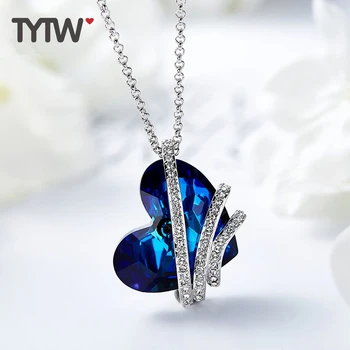 TYTW Shiny Ocean Heart Crystals From Austrian Women Necklaces Chic Fashion Jewelry Blue Party Pendant Necklace Elegant Choker
TYTW Shiny Ocean Heart Crystals From Austrian Women Necklaces Chic Fashion Jewelry Blue Party Pendant Necklace Elegant Choker